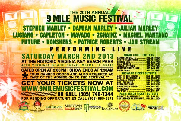 20 th annual 9 mile music festival line up miami march22013