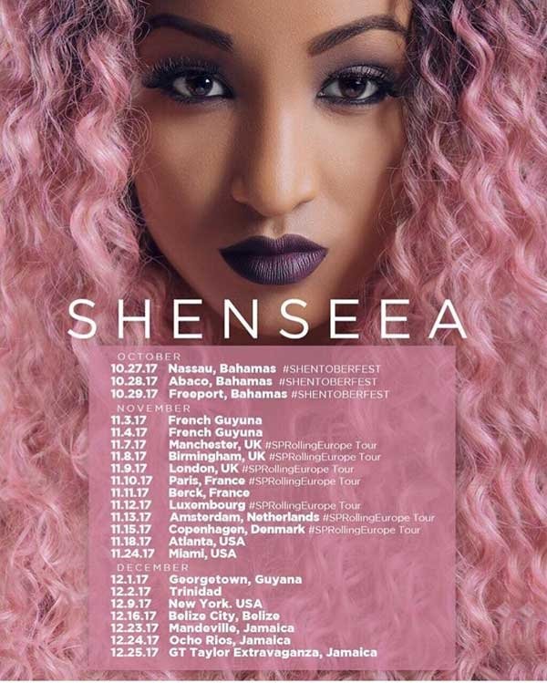 Jamaican dancehall artist shenseea tour dates 2017