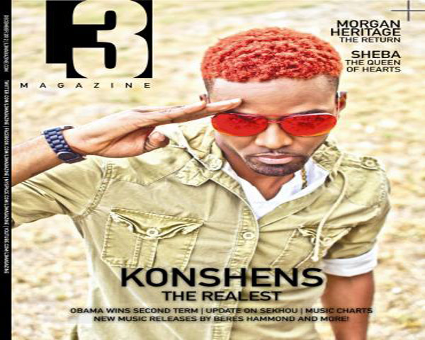 Latest news on Artist Konshens On cover of L3 Magazine nov 2012