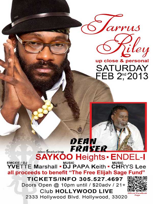 TARRUS RILEY DEAN FRASER UP CLOSE and PERSONAL SAT 2 FEB HOLLYWOOD FLORIDA