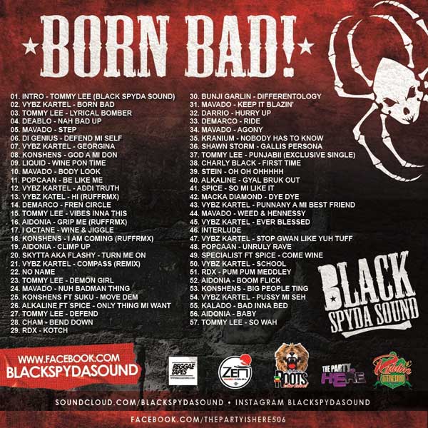 black spida sound-born bad dancehall mixtape track listing