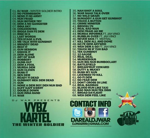 download Vybz Kartel Winter Soldier mixtape dj war-Tracklist-Cover
