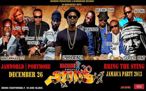 sting 30 jamaica dec 26 2013 line up