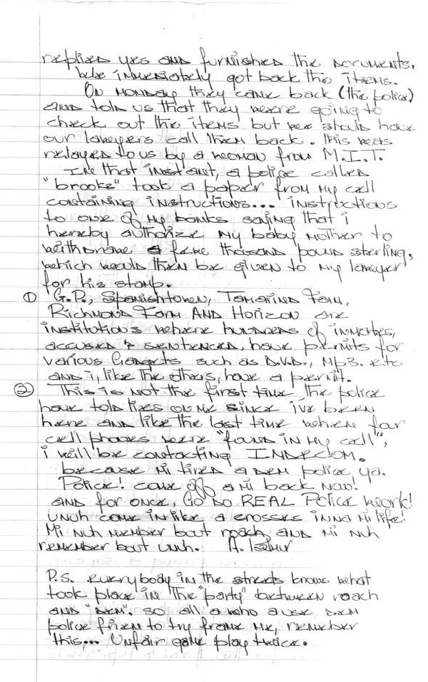 vybz kartel hand written statement on roach murder