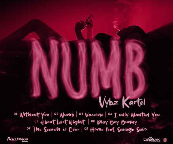vybz kartel new album NUMB art cover tracklist adidjahiem records 2023